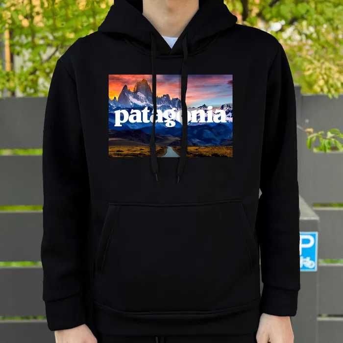 BIG Logo - Черное Худи PATAGONIA Mountains - Толстовка Патагония Чорна