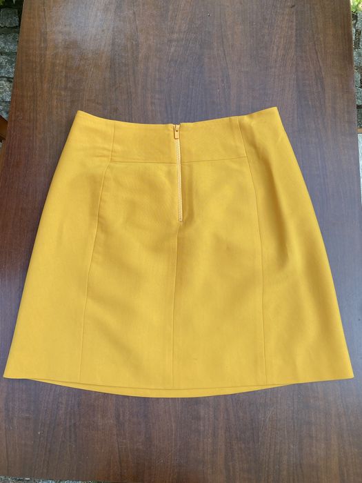 Żółta jedwabna wełniana plisowana spódnica mini Chloé