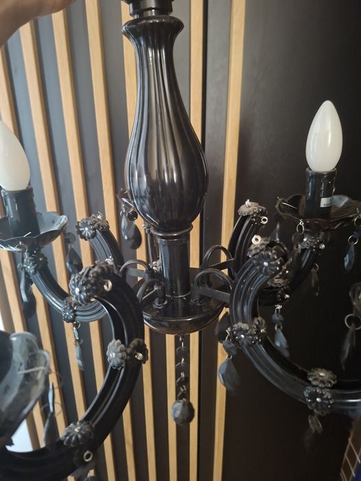 Efektowne lampa sufitowa żyrandol plastikowy 5 ramienny magnolia
