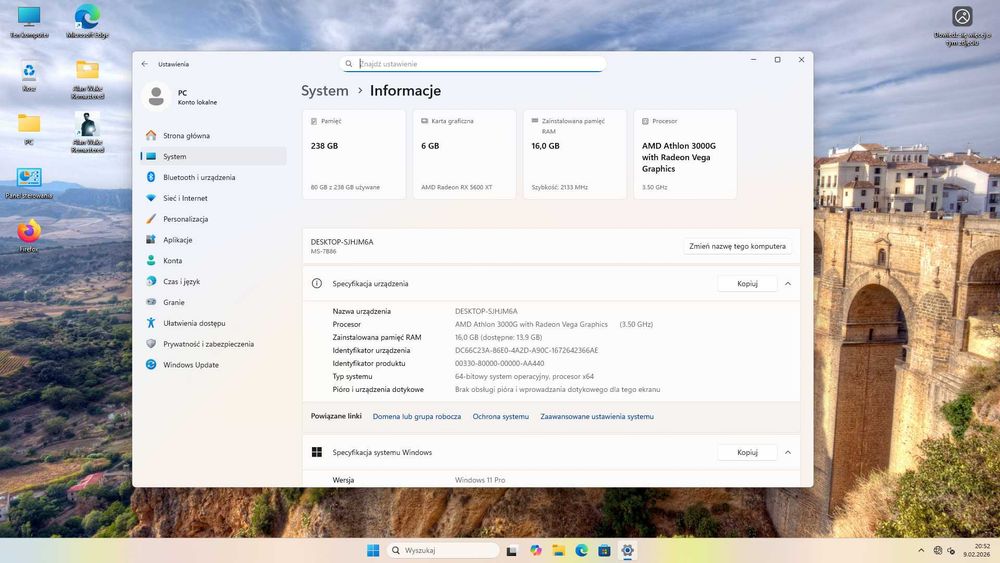 OKAZJA ! Mocny komputer + monitor 27" / RX5600XT / RAM 16GB / SSD