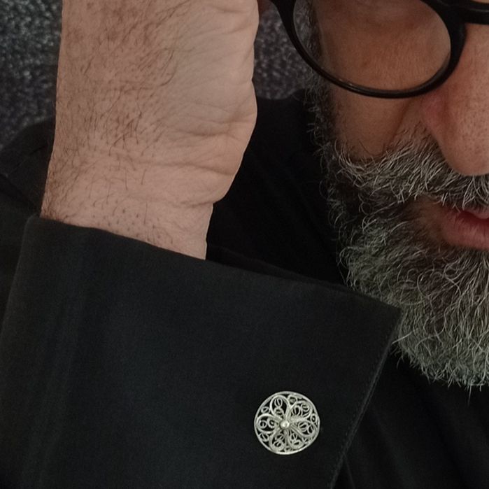 Botões de punho Prata Filigrana. Com contraste.