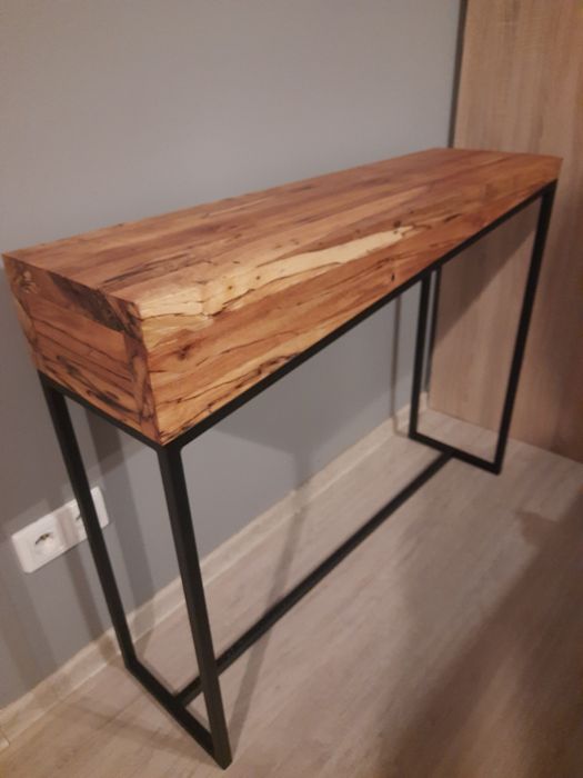 Konsola z drewna naturalnego loftowa industrialna piekna