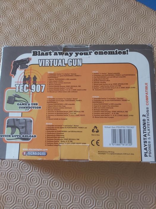 Pistola PS2 ou PS1 Virtual Gun Tec 907