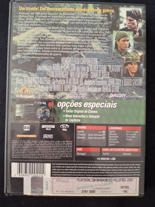 DVD Platoon. Os Bravos do Pelotão.