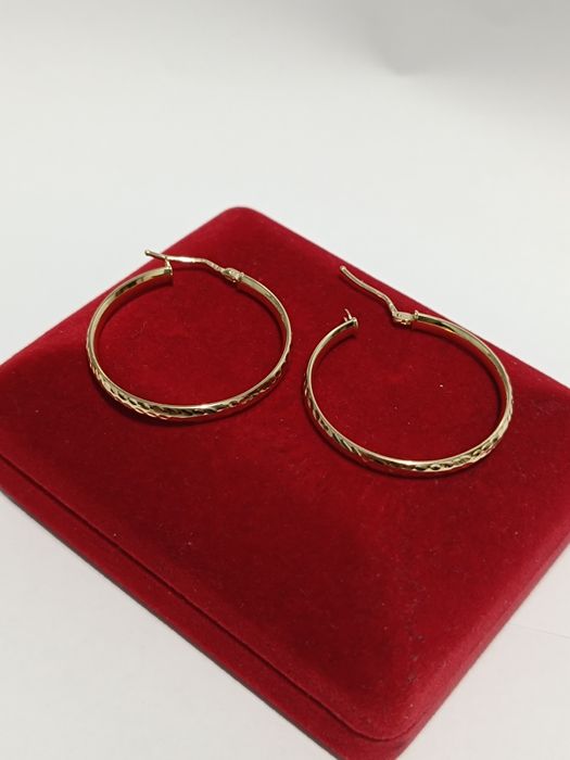 Złote kolczyki koła młotkowane średnica 2,8cm, złoto próby 585