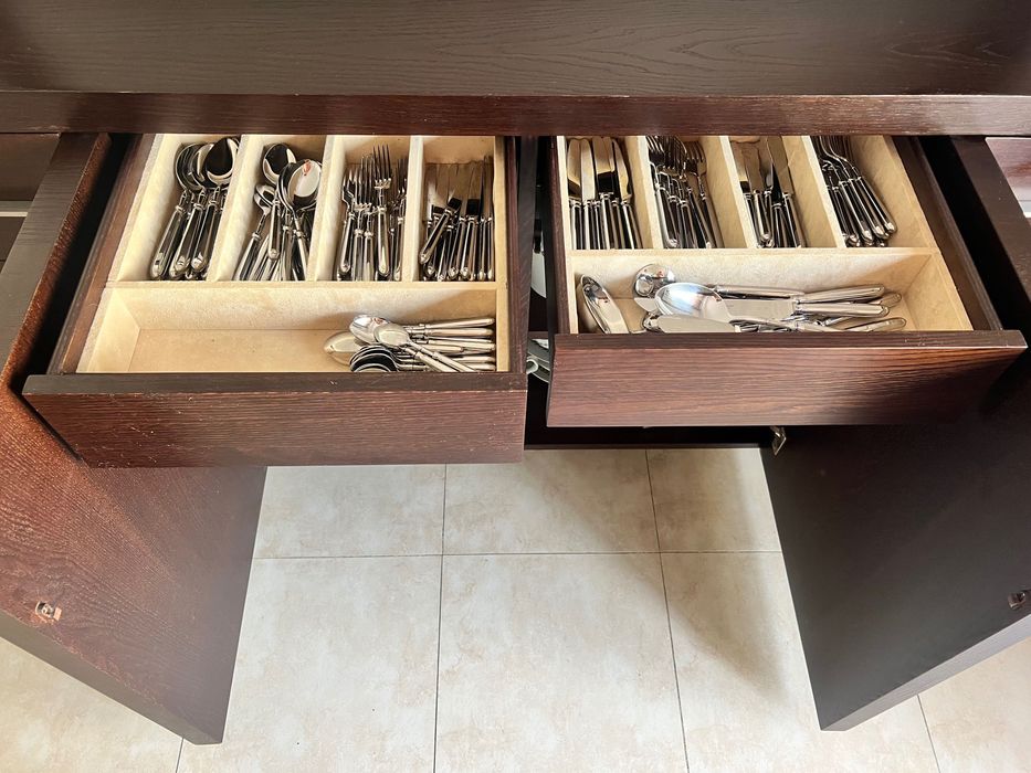 Móveis Sala Madeira Wenguê: Mesa + 6 cadeiras