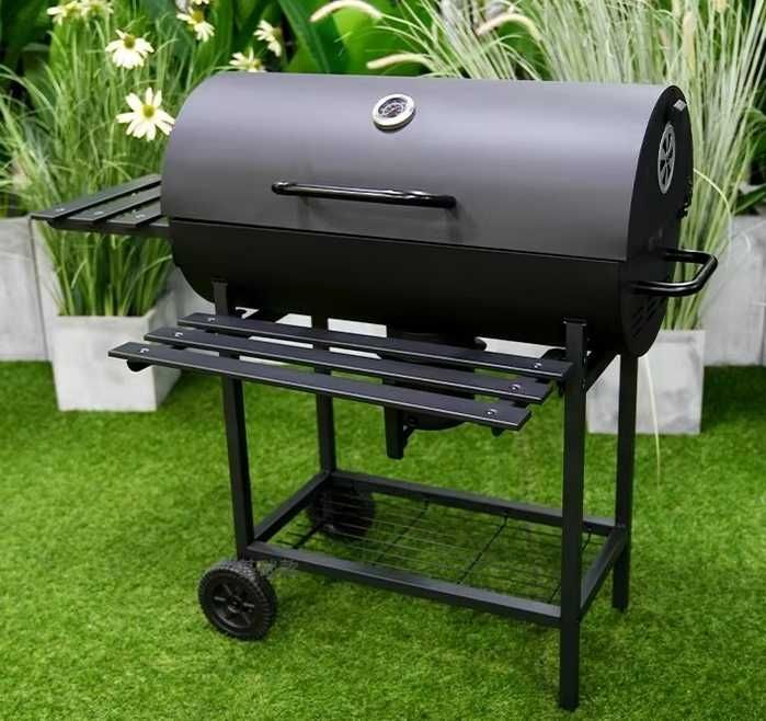 Grill węglowy duży ogrodowy BBQ popielnik termometr 3 ruszta kółka KY7