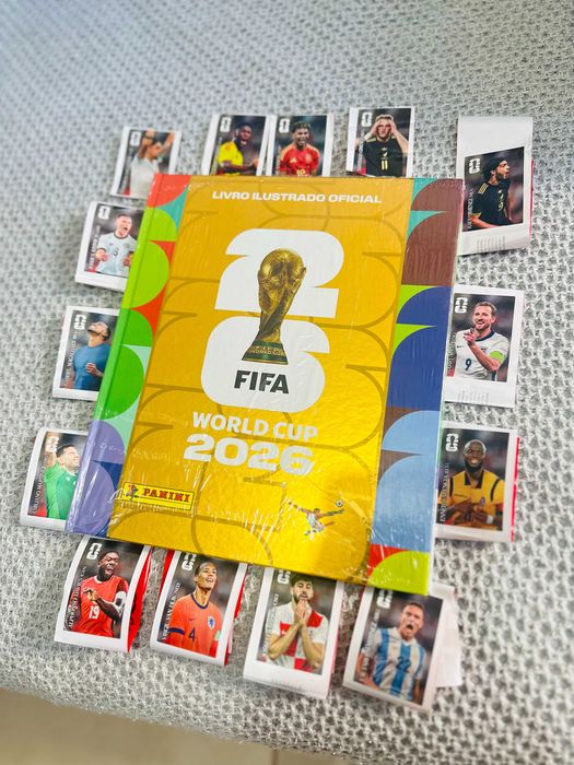 Caderneta Ouro Panini FIFA World Cup 2026 Copa do Mundo + Coleção Completa Cromos Coca Cola Original (14 cromos)