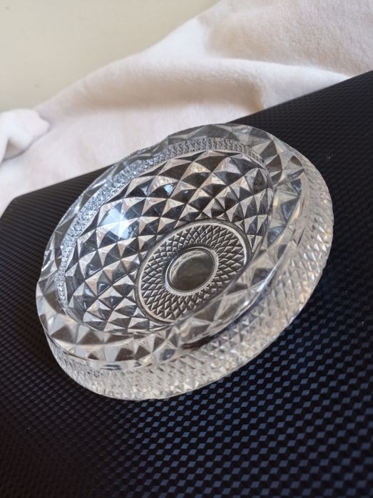 Kryształowa ciężka popielniczka misa PRL
