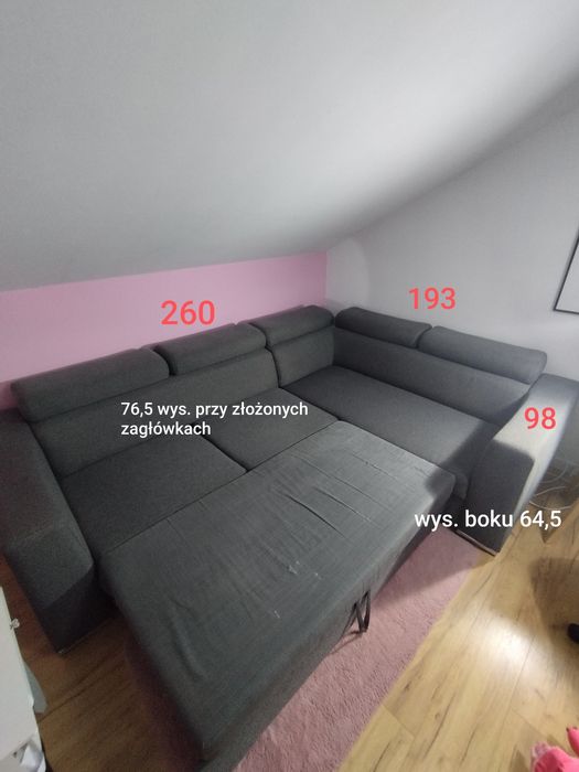 Narożnik z funkcją spania szary