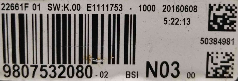 Caixa Fusíveis / SAM / BSI 9807532080 - CITROËN C4 CACTUS