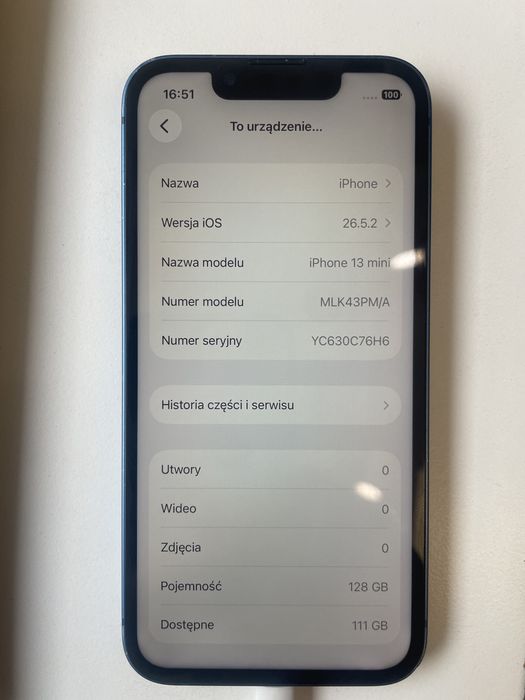 Apple iPhone 13 Mini 128gb Kabel Ładowarka Niebieski