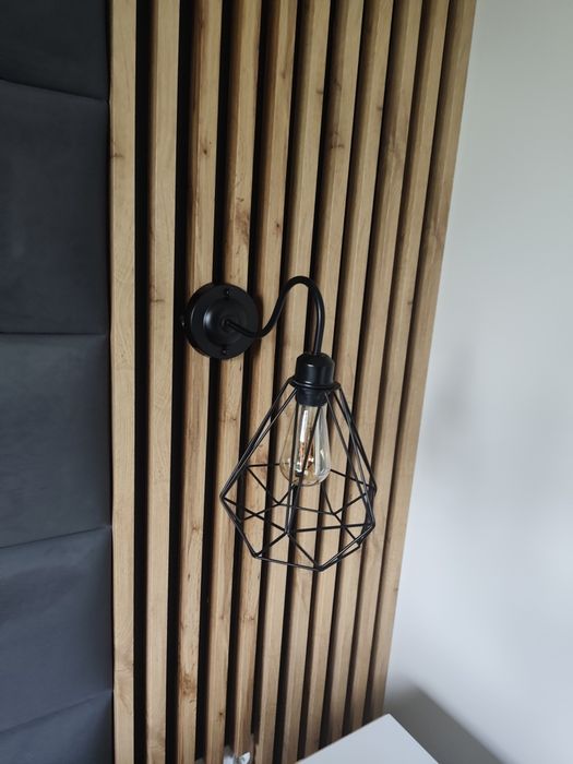 Lampa wisząca czarna loft + 2 szt. Kinkiet Bayron