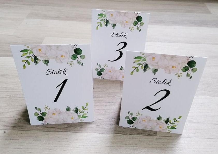 Numerki na stół weselny WHITE ROSES