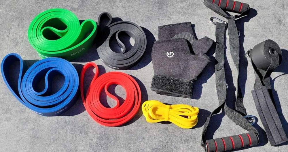 Zestaw Gum Do Ćwiczeń Gumy oporowe 6w1 Uchwyty Torba + GRATIS Rękawice