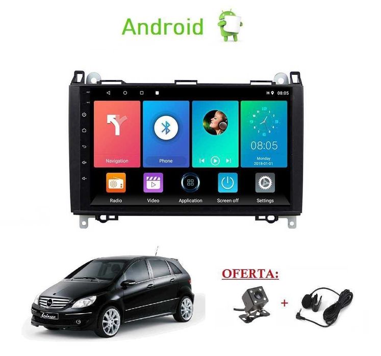 Rádio de Carro 9" Android 14.0 Auto Rádio 4GB+64GB