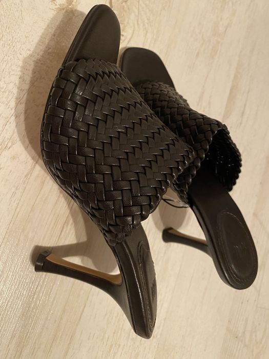 H&M mule nowe klapki na obcasie czekoladowe brązowe 37