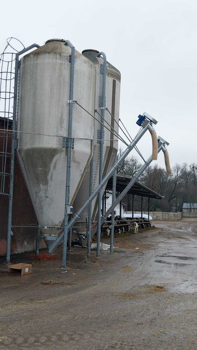 Przenośnik ślimakowy Żmijka 140 pod silosy paszowe sypiące w paszowóz