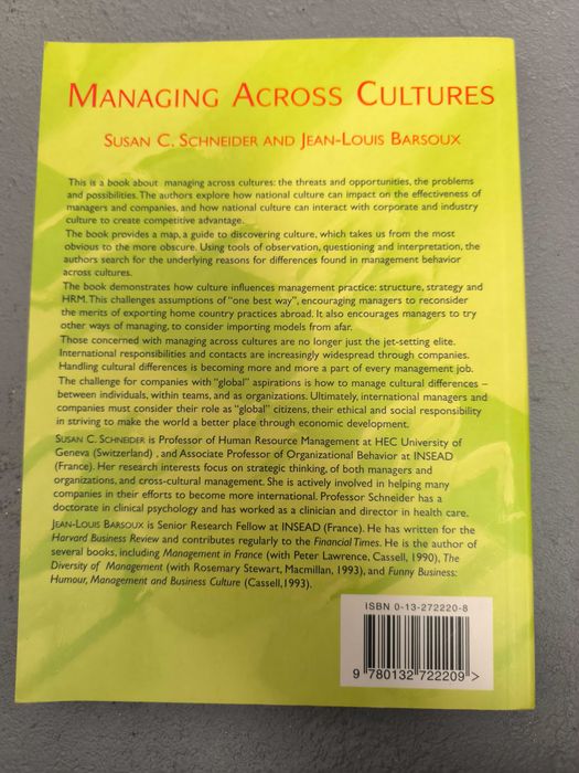 Managing Across Cultures — Susan C. Schneider & Jean-Louis Barsoux