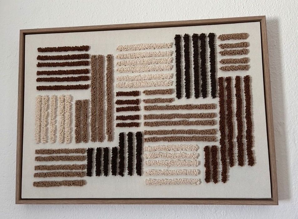 Conjunto quadro/tela decorative em relevo e banco/banqueta pousa pousa pés