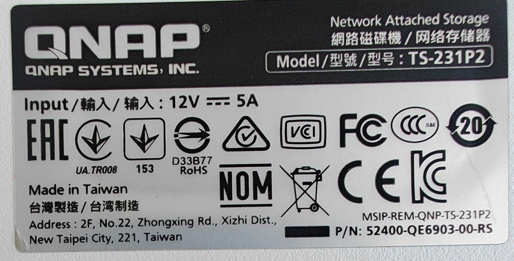 Serwer NAS QNAP TS-231P2 (Rozszerzone do 8GB RAM)