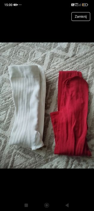 Rajstopy hm białe grubsze i cienkie czerwone