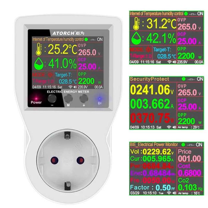 ATORCH S1TW WiFi Смарт-розетка ватметр з термостатом 16A 220V 3680W