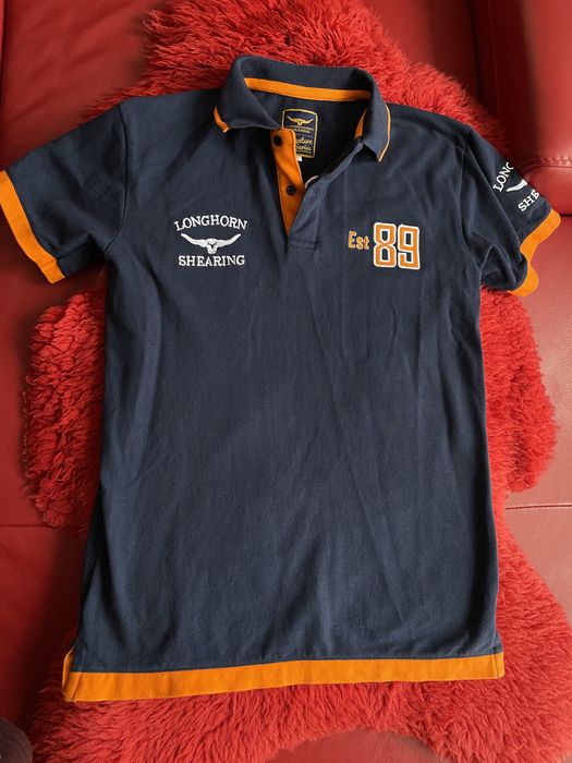 Longhorn shearing koszulka polo z nadrukami granatowa