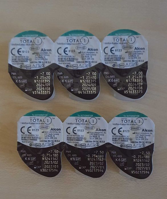 Контактні лінзи одноденні торичні Dailies Total 1, продаж поштучно.