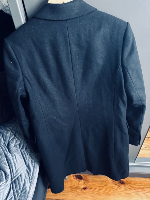 Czarny klasyczny długi wełniany płaszcz Calvin Klein S 36