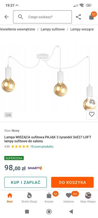 Lampy "pająk" 5 ramion i 3 ramiona