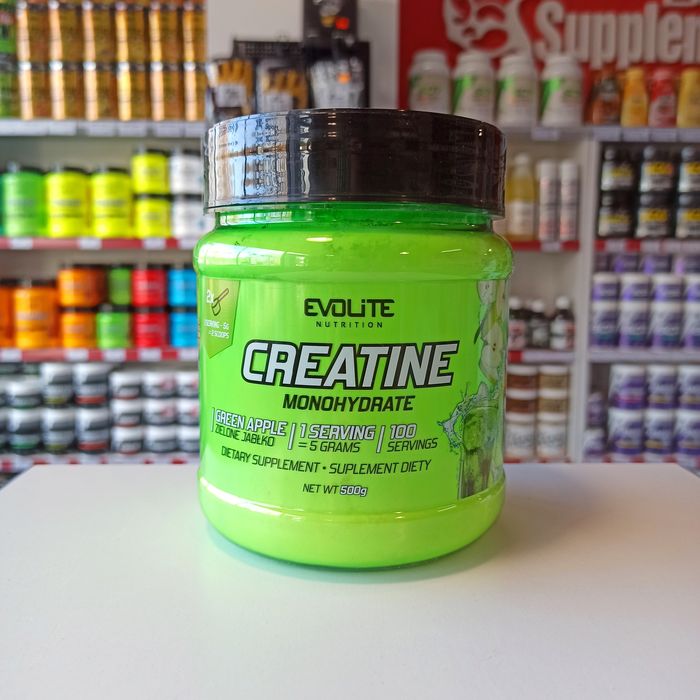 Evolite Creatine 500g Monohydrat Kreatyny Kreatyna zielone jabłko