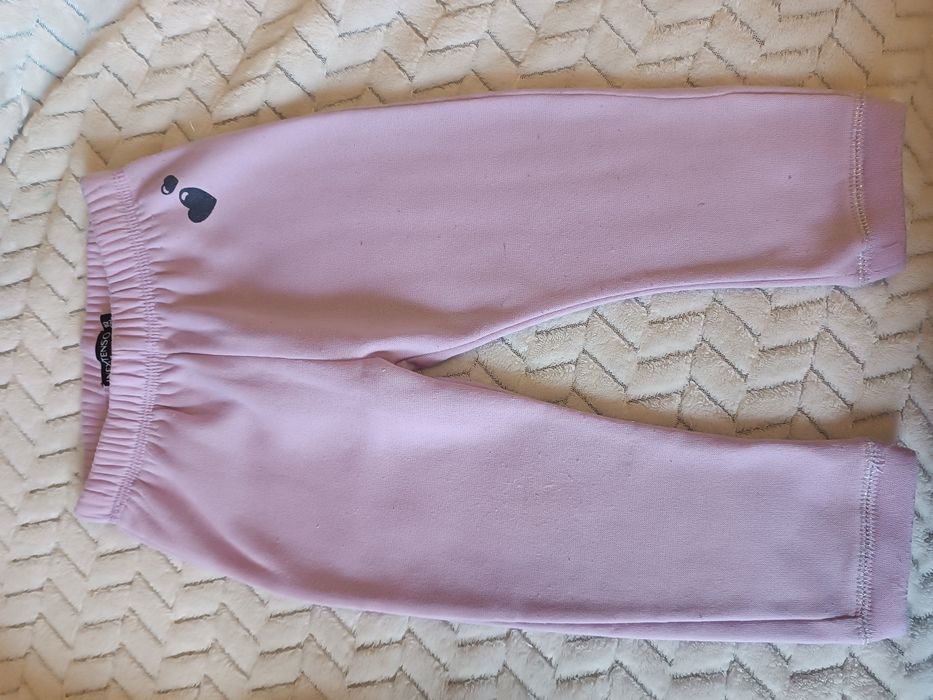 Spodnie dziewczęce 92 ocieplane zimowe polarowe misiek