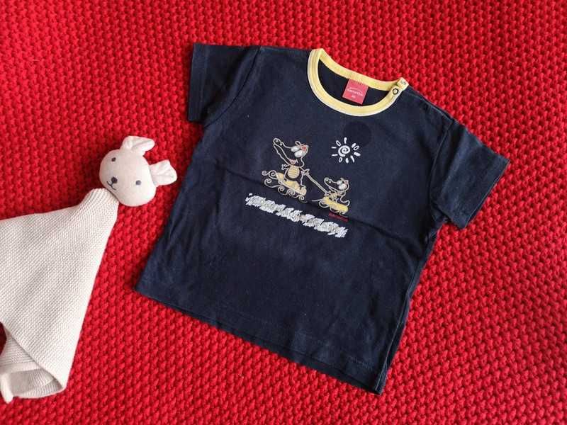Sanetta t-shirt granatowy krokodyle r. 80 cm 12-18m.