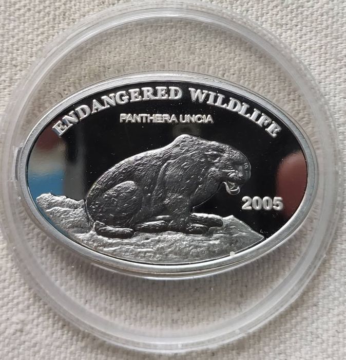 Монголія. 500 тугриків 2005р. Сніговий барс! СРІБЛО. ПРУФ. Сертифікат.