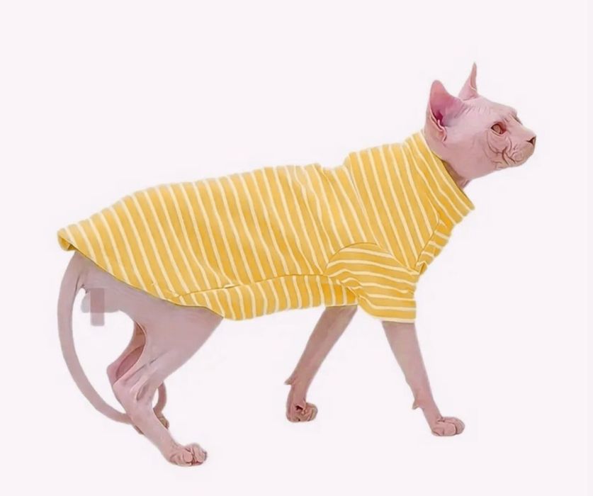 Жовта кофта, плаття для кота або собачки. Одяг для сфінкса