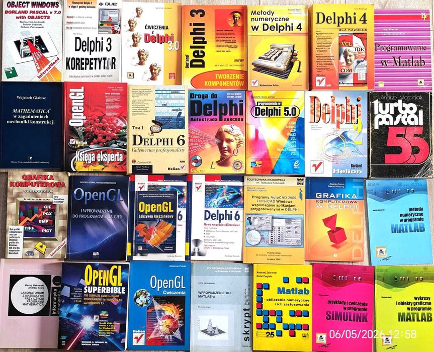zestaw 28 szt. książek / INFORMATYKA: Delphi, Mathlab, OpenGl, Mathematica, Simulink