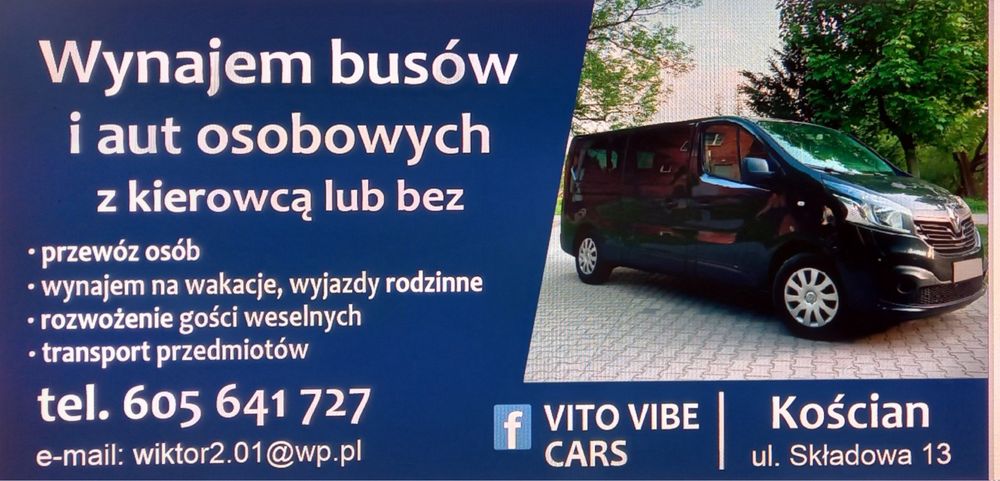 Wynajem aut dostawczych  i osobowych busy 9 osobowe
