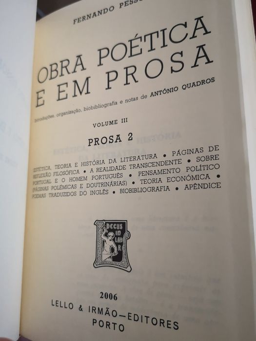 Fernando Pessoa - 3 volumes NOVOS, papel bíblia