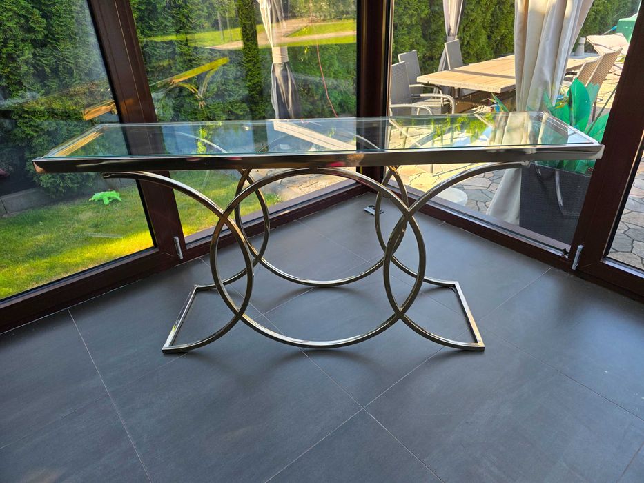 Złota konsola używana o wymiarach 160x40 cm wysokość 75 cm