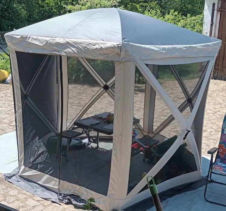 Pawilon Ogrodowy 2,6x2,6m Namiot Ekspresowy Szary POP UP Moskitiery