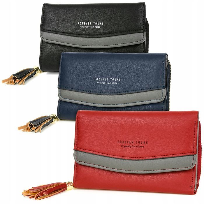 Czerwony portfel damski eko forever young modny duży E30