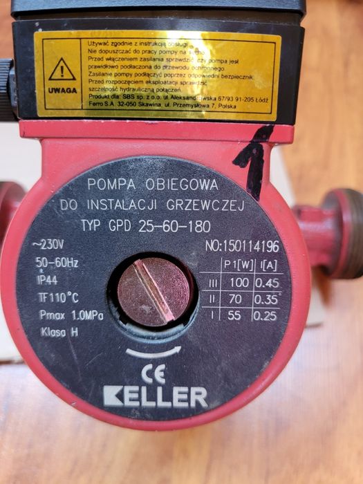 Pompa obiegowa Keller GPD 25,60,180 – do naprawy / na części

Opis:
P