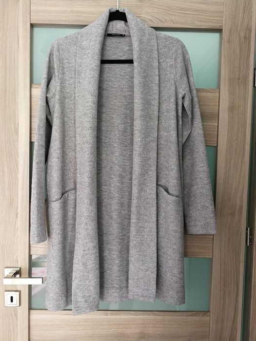 Szary sweter/kardigan/lekki płaszcz r.S