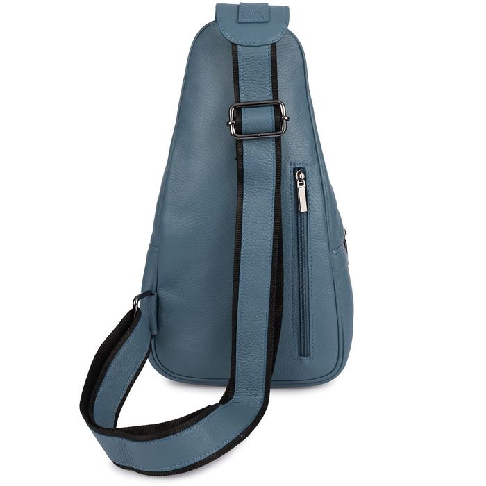 plecak miejski crossbody damski skórzany - szaroniebieski