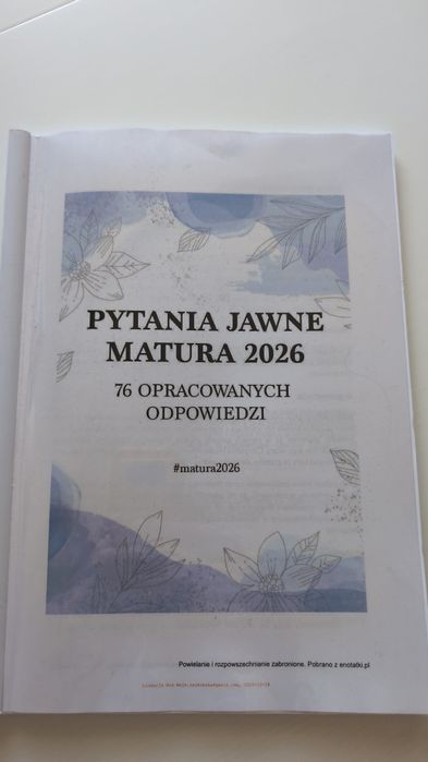 Pytania jawne Matura 2026 wydruk