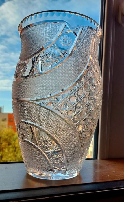 Piękny, duży, wazon, kryształowy PRL.