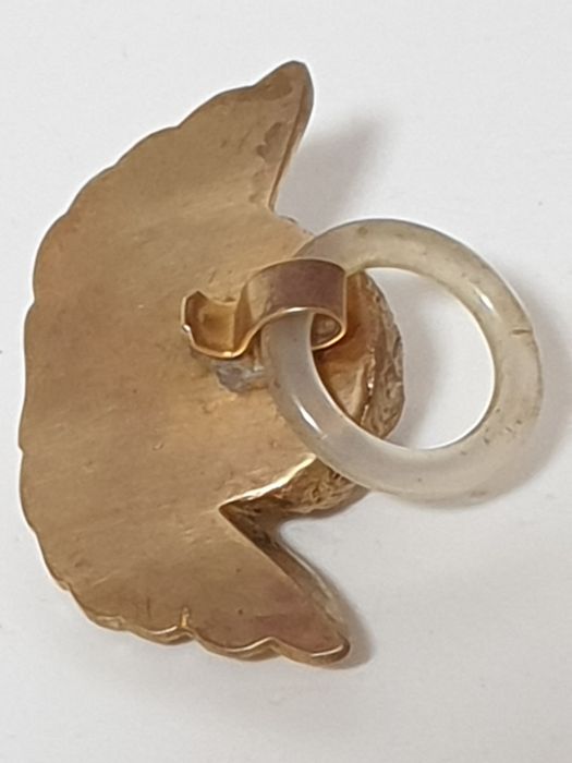 Amoroso antigo anjinho da guarda em metal com banho em ouro