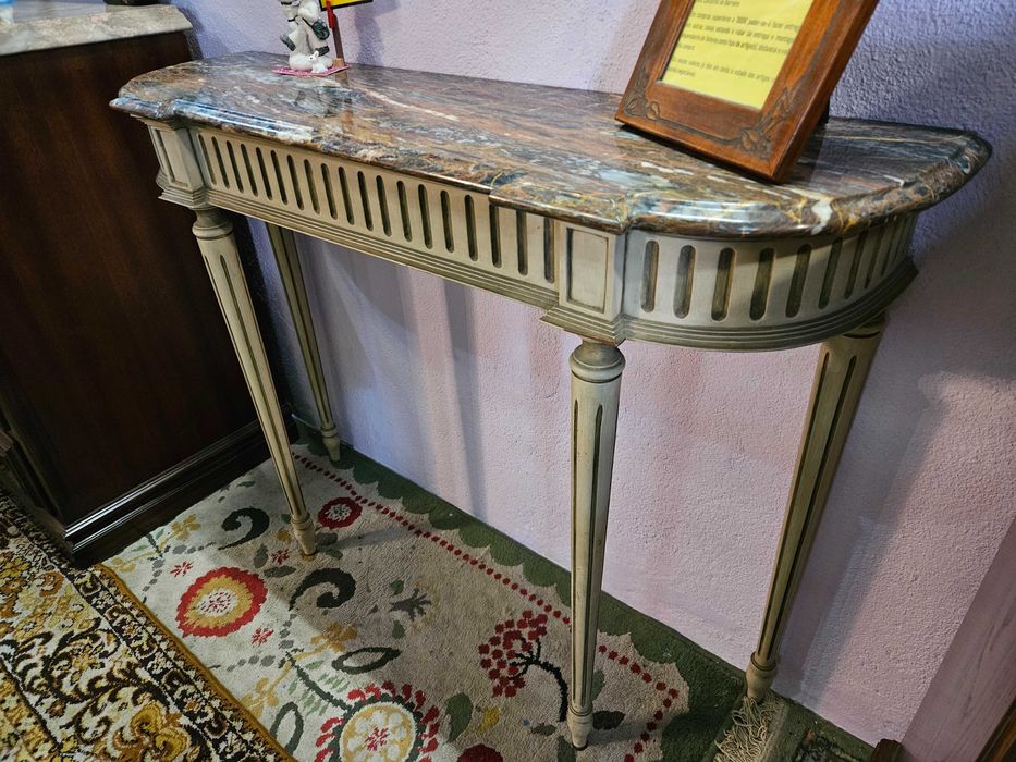 Consola em madeira e pedra - Bom estado geral