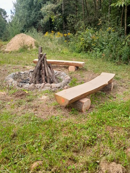 Ławki ogniskowe ogrodowe dębowe